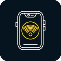 Wifi Line Yellow White Icon vector