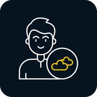 Cloud Line Yellow White Icon vector