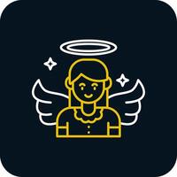 Angel Line Yellow White Icon vector