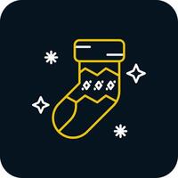 Sock Line Yellow White Icon vector