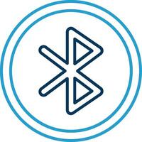 Bluetooth línea azul dos color icono vector