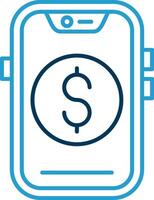 Dollar Line Blue Two Color Icon vector