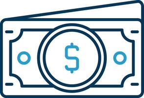 Dollar Line Blue Two Color Icon vector