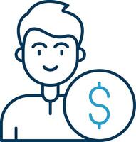 Dollar Line Blue Two Color Icon vector