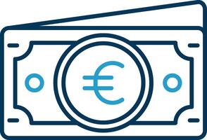 euro línea azul dos color icono vector