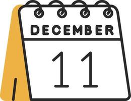 11th of December Skined Filled Icon vector