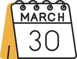 30th of March Skined Filled Icon vector