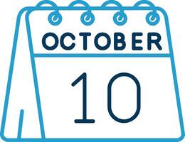 10th of October Line Blue Two Color Icon vector