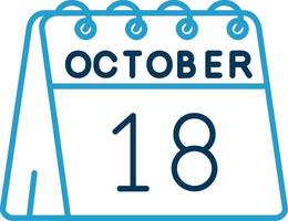 18th of October Line Blue Two Color Icon vector