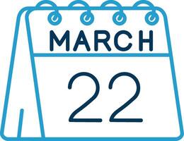 22nd of March Line Blue Two Color Icon vector