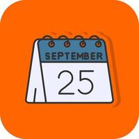 25th of September Filled Orange background Icon vector