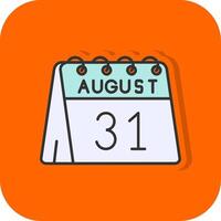 31st of August Filled Orange background Icon vector