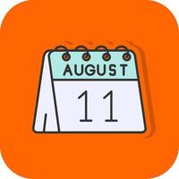 11th of August Filled Orange background Icon vector