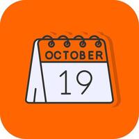 Diecinueveavo de octubre lleno naranja antecedentes icono vector
