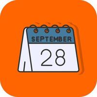 28th of September Filled Orange background Icon vector