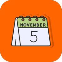 5th of November Filled Orange background Icon vector