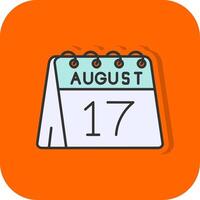 17th of August Filled Orange background Icon vector