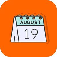 19th of August Filled Orange background Icon vector