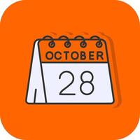 28th of October Filled Orange background Icon vector