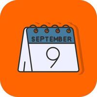 Noveno de septiembre lleno naranja antecedentes icono vector