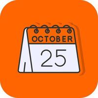 25th of October Filled Orange background Icon vector