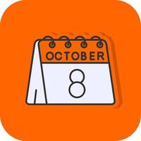 8th of October Filled Orange background Icon vector