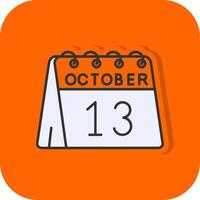 13th of October Filled Orange background Icon vector