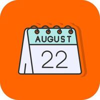 22nd of August Filled Orange background Icon vector