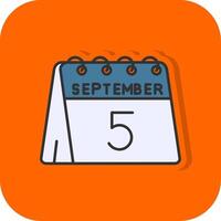 5th of September Filled Orange background Icon vector