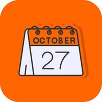 27th of October Filled Orange background Icon vector