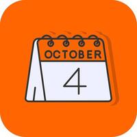 4th of October Filled Orange background Icon vector