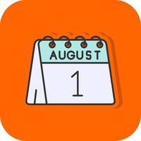 1st of August Filled Orange background Icon vector