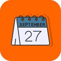 27th of September Filled Orange background Icon vector