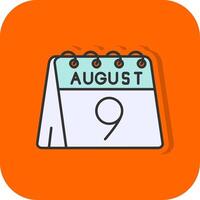 9th of August Filled Orange background Icon vector