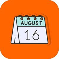 16th of August Filled Orange background Icon vector