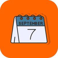 7th of September Filled Orange background Icon vector