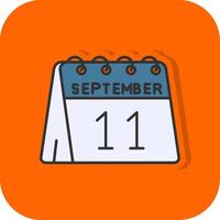 11th of September Filled Orange background Icon vector