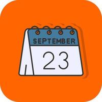 23rd of September Filled Orange background Icon vector