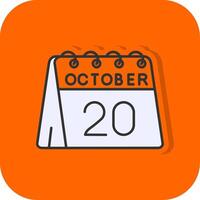 20th of October Filled Orange background Icon vector