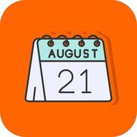 21st of August Filled Orange background Icon vector