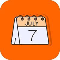 7mo de julio lleno naranja antecedentes icono vector