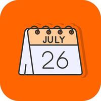 26th of July Filled Orange background Icon vector