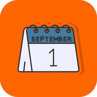 Primero de septiembre lleno naranja antecedentes icono vector