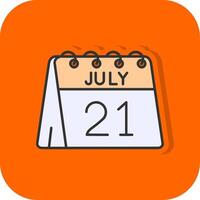 21st of July Filled Orange background Icon vector