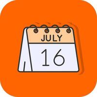 16th of July Filled Orange background Icon vector