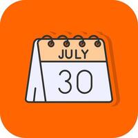 30th of July Filled Orange background Icon vector