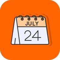 24th of July Filled Orange background Icon vector