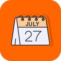 27th of July Filled Orange background Icon vector