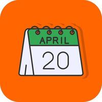 20th of April Filled Orange background Icon vector