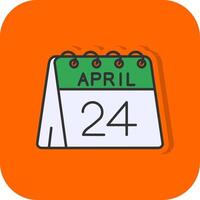 24th of April Filled Orange background Icon vector